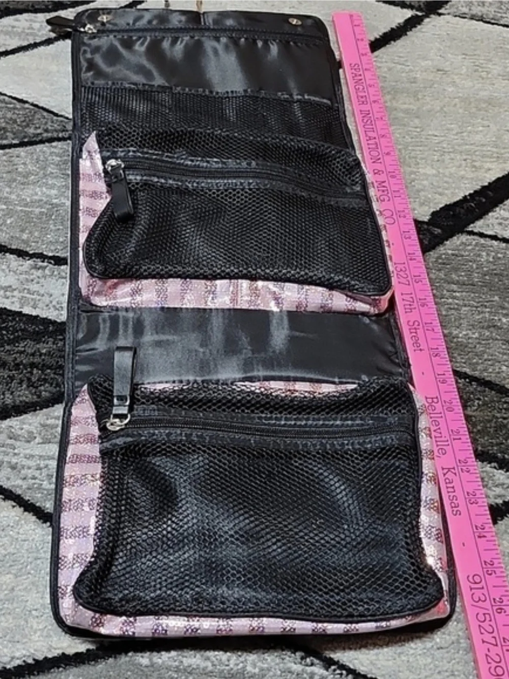Victoria's Secret Pink Sequin Stripe Cosmetic Case